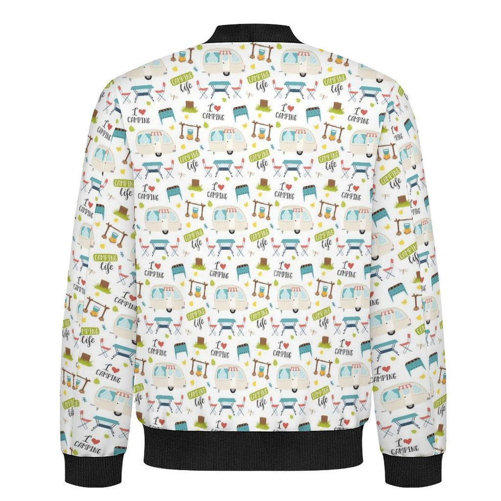 Camping Life Men's Casual Zip‑Up Bomber Jacket