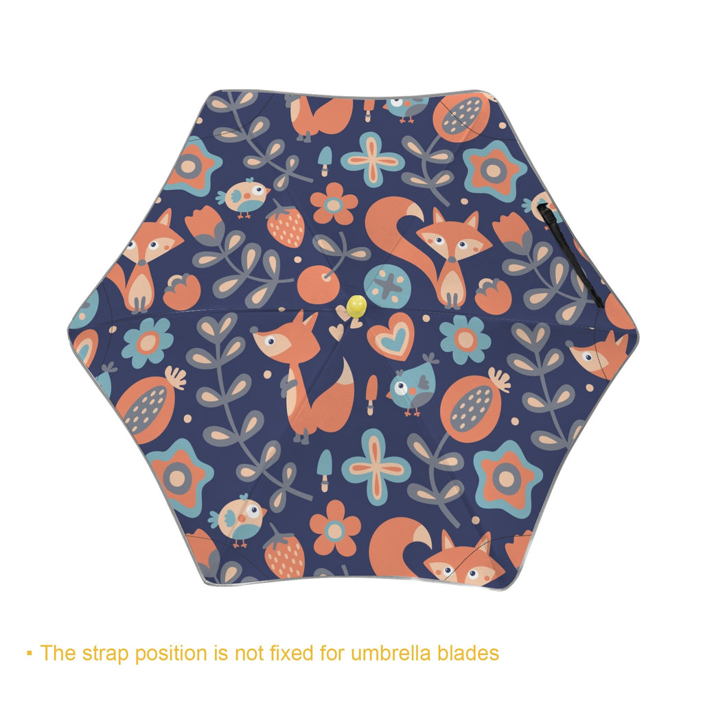 Cute Fox Floral Kids Safe Round Corner Umbrella Kids Safe Round Corner Umbrella animal Printed Offshore