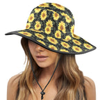 Painted Sunflower Wide Brim Bucket Hat Wide Brim Bucket Hat Plants Printed Offshore