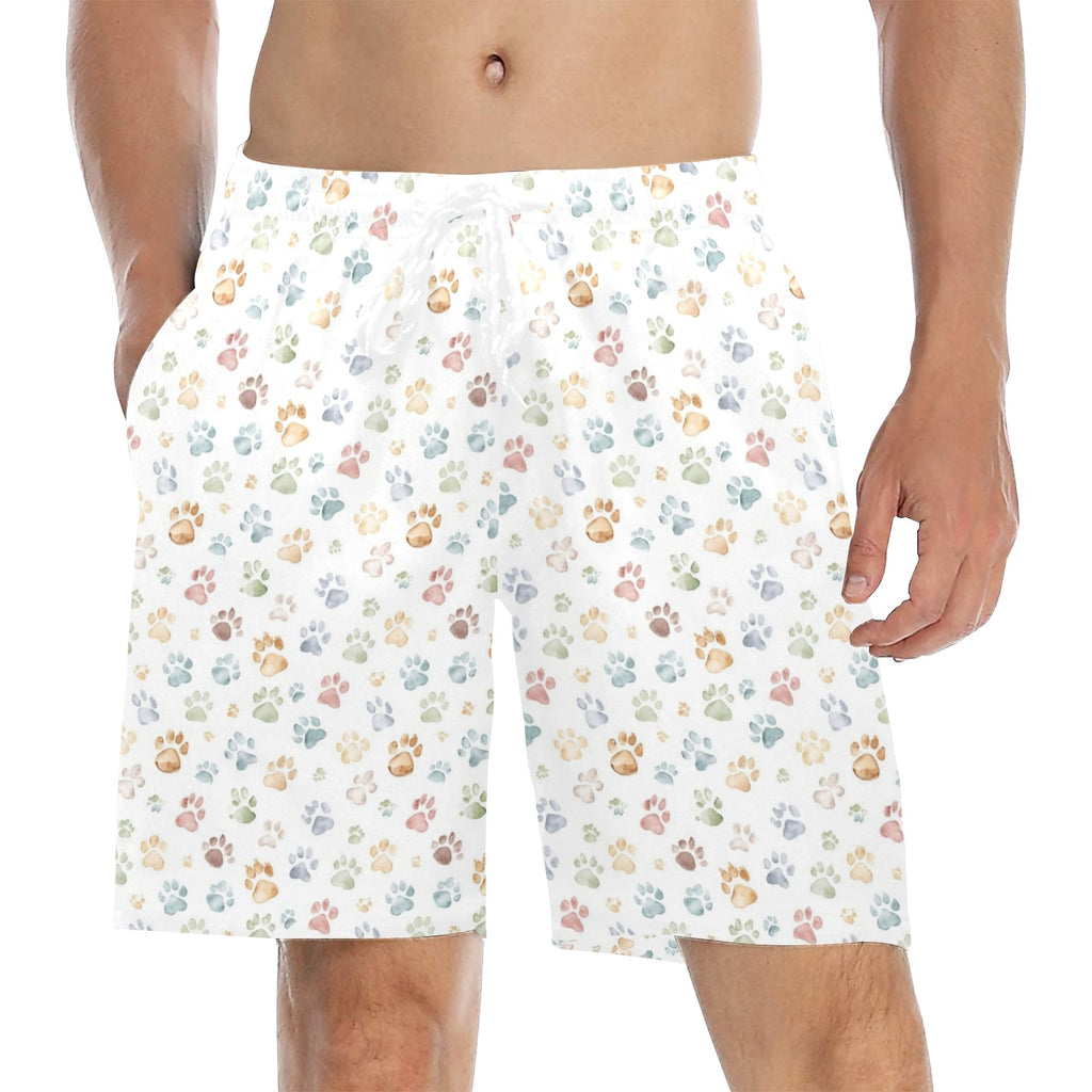 Paw Print Men's Mid-Length Beach Shorts 5XL Men's Mid-Length Beach Shorts animal Printed Offshore