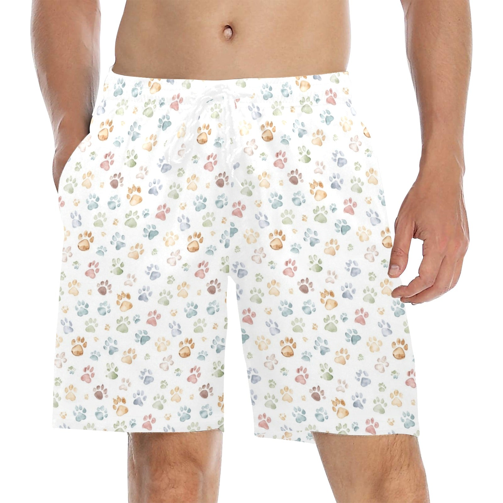 Paw Print Men's Mid-Length Beach Shorts 5XL Men's Mid-Length Beach Shorts animal Printed Offshore