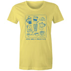 Maybe Coffee Is Addicted To Me - Womens T-shirt Yellow Womens T-shirt Coffee Printed In Australia
