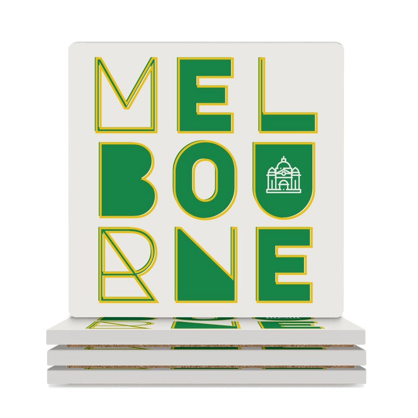 Melbourne - Ceramic Coasters (Square) white Ceramic Coasters Printed Offshore