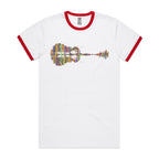 Guitar Reflection In Colour - Staple Ringer Tee White Red Ringer T-Shirt Music Printed In Australia
