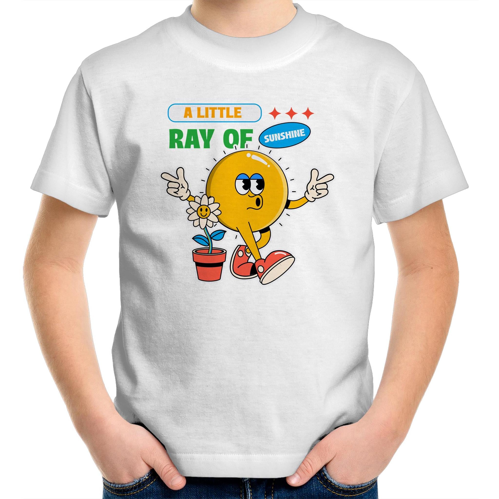 A Little Ray Of Sunshine - Kids Youth T-Shirt White Kids Youth T-shirt Positivity Printed In Australia