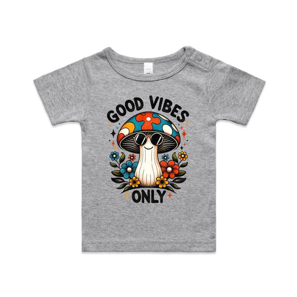 Good Vibes Only, Hippie Mushroom With Sunglasses - Baby T-shirt
