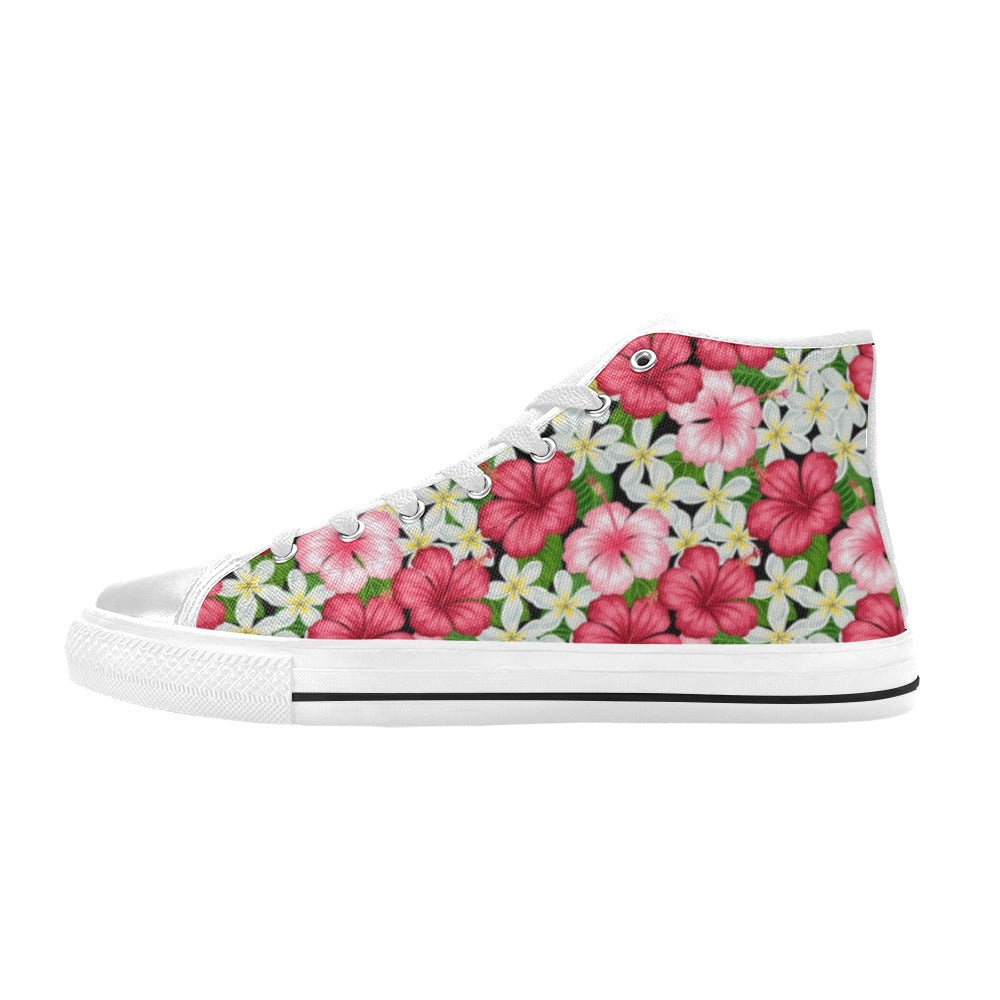 Hibiscus - Women's High Top Canvas Shoes US12 Womens Classic High Top Shoes Plants Printed Offshore