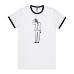 Coffee Brain - Staple Ringer Tee White Black Ringer T-Shirt Coffee Printed In Australia