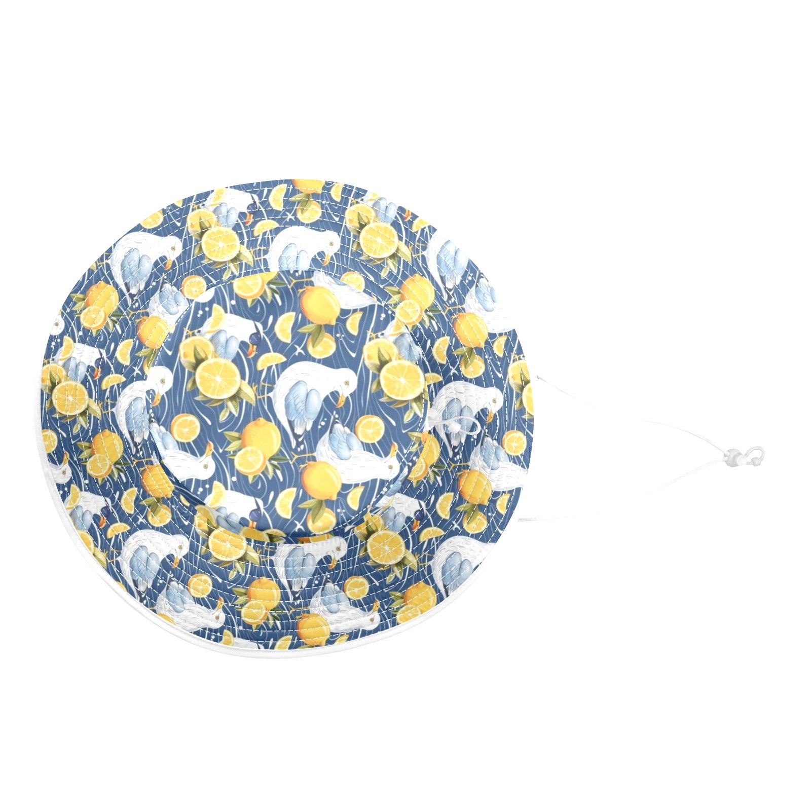 Lemon Seagull Wide Brim Bucket Hat Wide Brim Bucket Hat Birds Printed Offshore