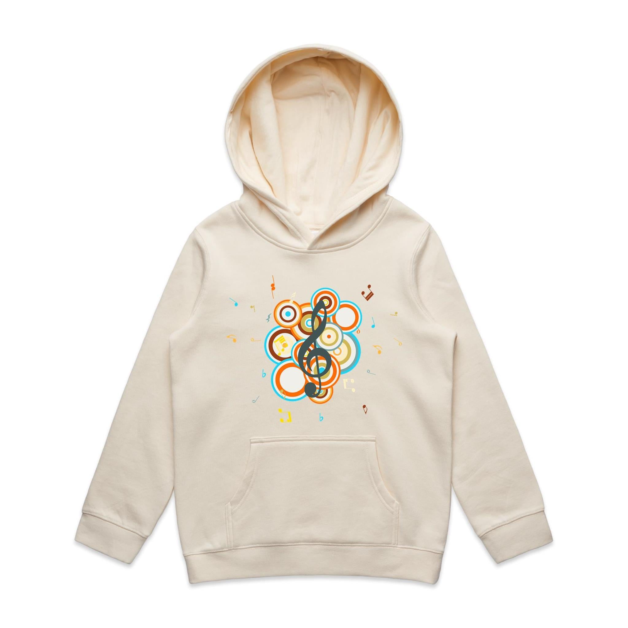 Funky Music - Kids Hoodie Ecru Kids Hoodie Printed In Australia
