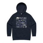 Sea Creatures - Womens Hoodie Navy Womens Hoodie animal Printed In Australia