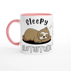 Personalise - Sloth, Sleepy Slothitude - White 11oz Ceramic Mug Ceramic Pink Personalised Mug animal customise Globally Fulfilled personalise