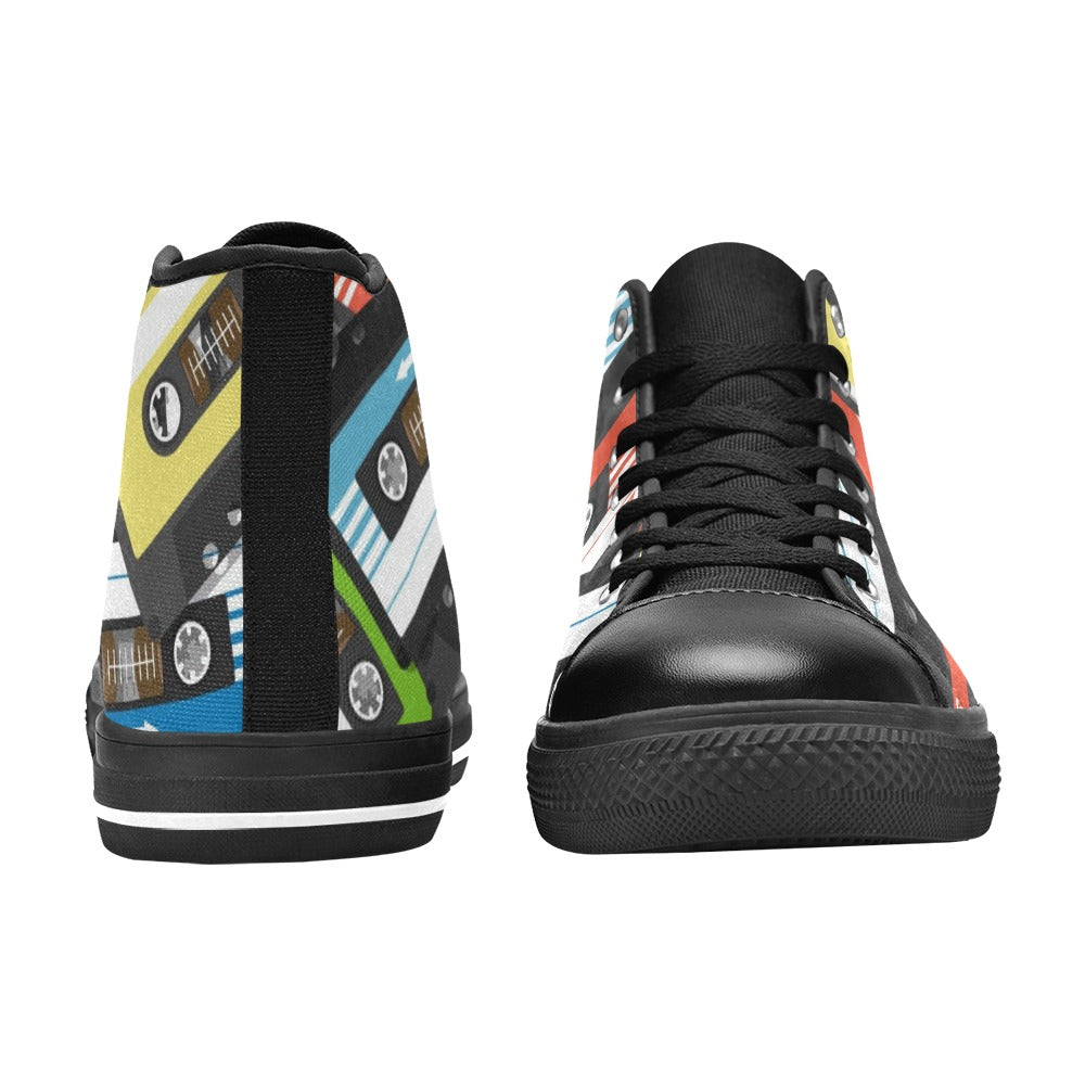 Cassette Tapes - Men's High Top Canvas Shoes