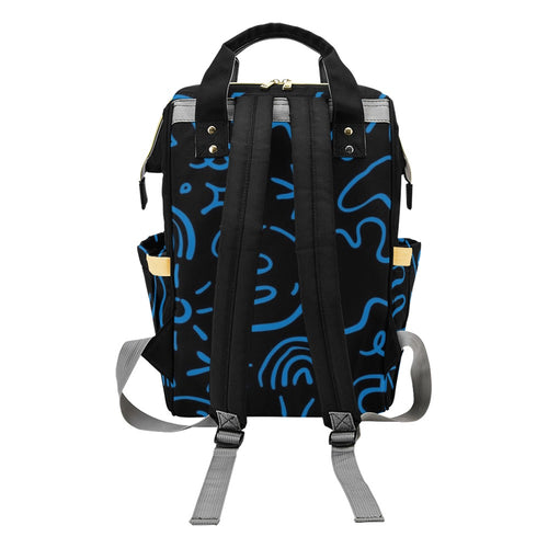 Blue Squiggle - Multi-Function Backpack, Nappy / Diaper Bag