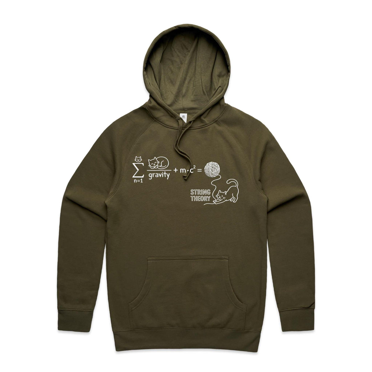 Cat String Theory Physics Men's AS Colour Hoodie Army Mens Hoodie animal Printed In Australia Science