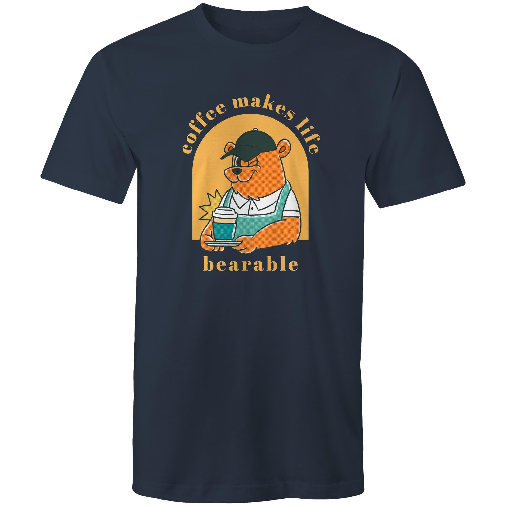 Coffee Makes Life Bearable - Mens T-Shirt Navy Mens T-shirt Coffee Printed In Australia