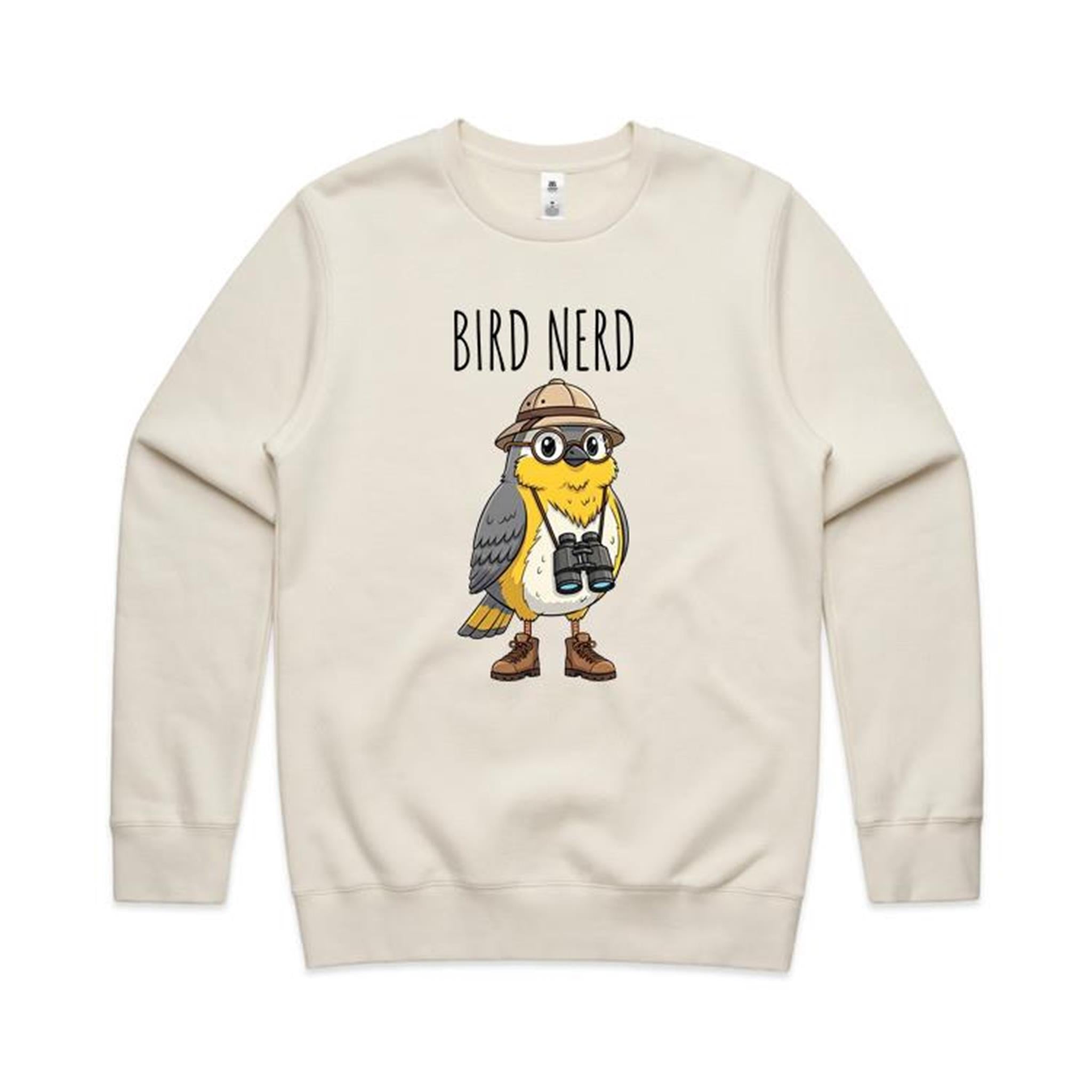 Bird Nerd 2 - AS Colour Stencil Crew Sweatshirt Ecru Sweatshirt animal Printed In Australia