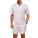 Flamingos Men's Hawaiian Shirt & Shorts Set Men's Hawaiian Shirt & Shorts Set animal Printed Offshore