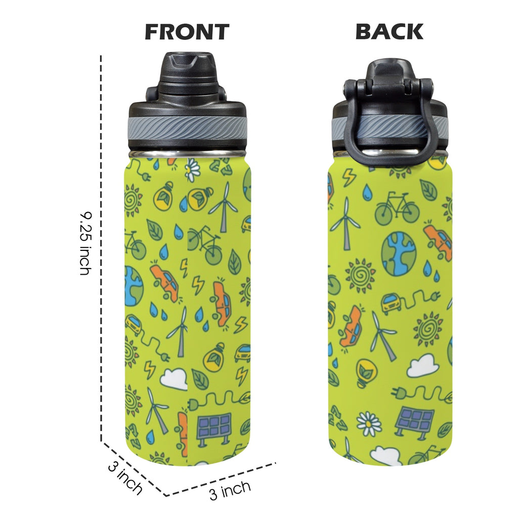 Go Green - Insulated Water Bottle with Dual-Use Lid (18oz) Insulated Water Bottle with Dual-Use Lid (18oz) Environment Printed Offshore