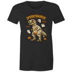Spookysaurus, Halloween Dinosaur - Womens T-shirt Black Womens T-shirt Halloween Printed In Australia