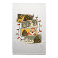 Retro Christmas Cards - AS Colour Tea Towel White One Size Christmas Tea Towel Christmas Printed In Australia