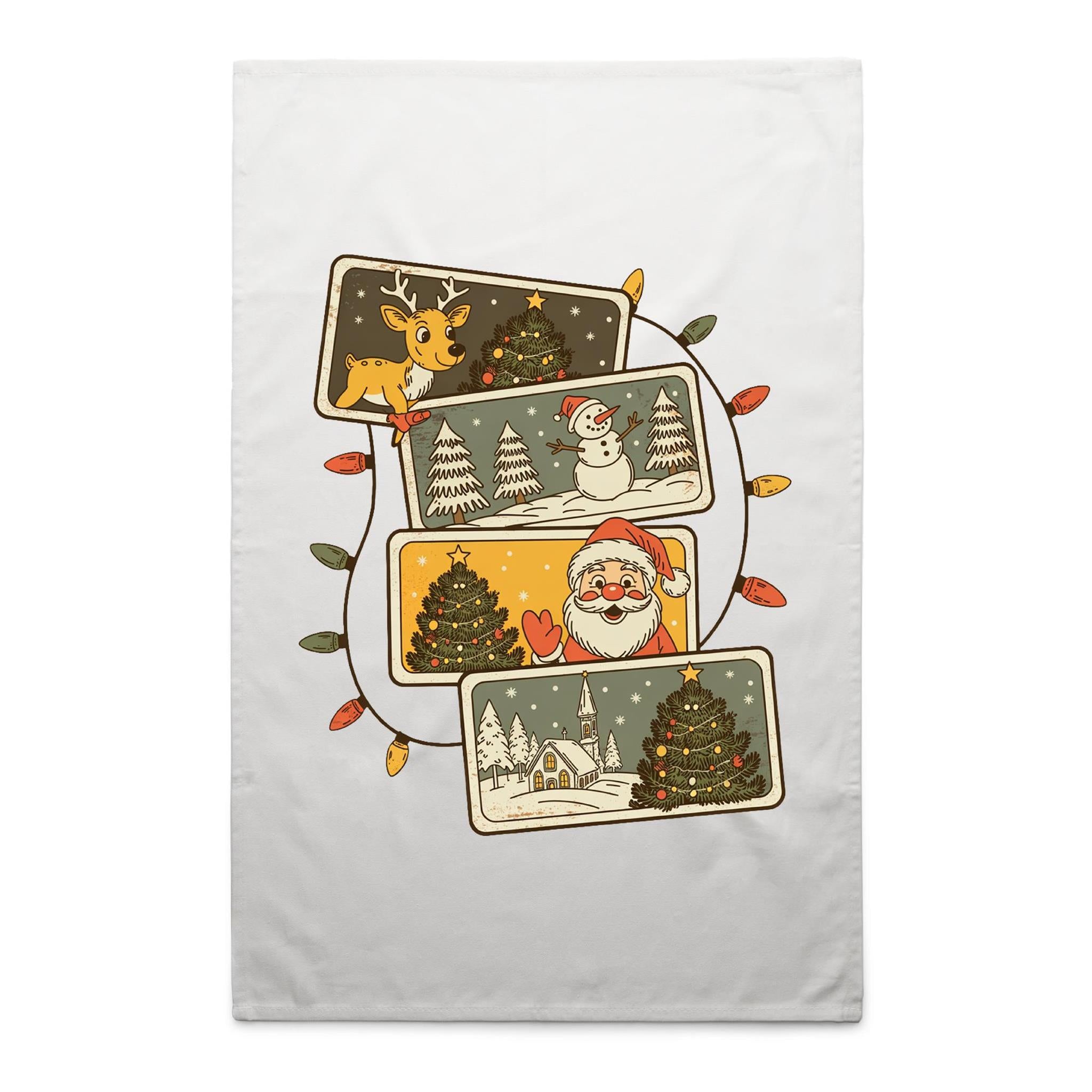 Retro Christmas Cards - AS Colour Tea Towel