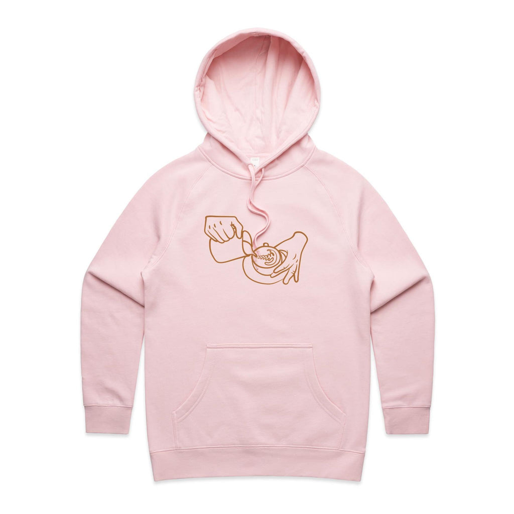 Barista - Womens Hoodie Pink Womens Hoodie Coffee Printed In Australia