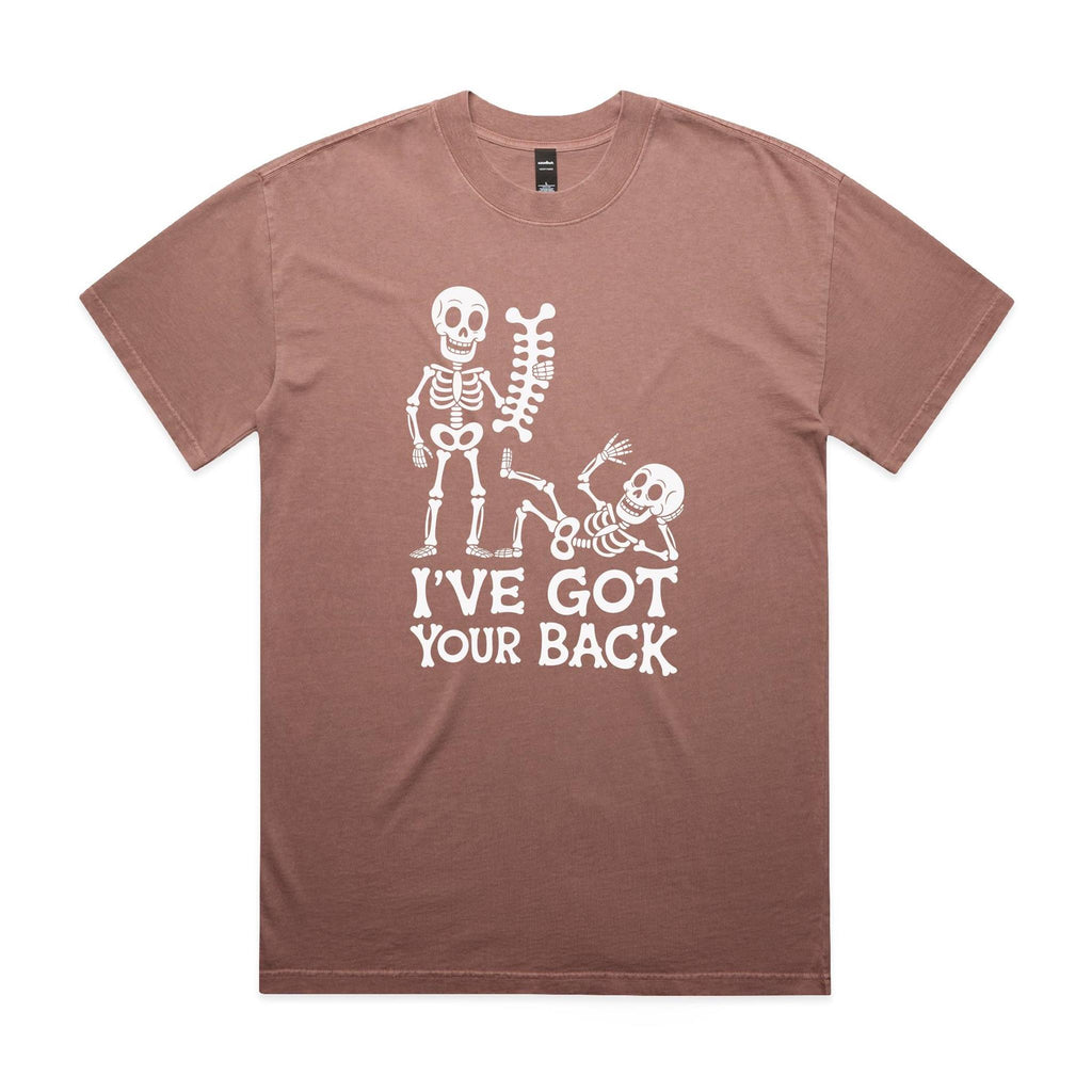 Skeleton, I've Got Your Back AS Colour Heavy Faded Tee Unisex Faded pink Heavy Faded T-shirt Printed In Australia