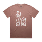 Skeleton, I've Got Your Back AS Colour Heavy Faded Tee Unisex Faded pink Heavy Faded T-shirt Printed In Australia