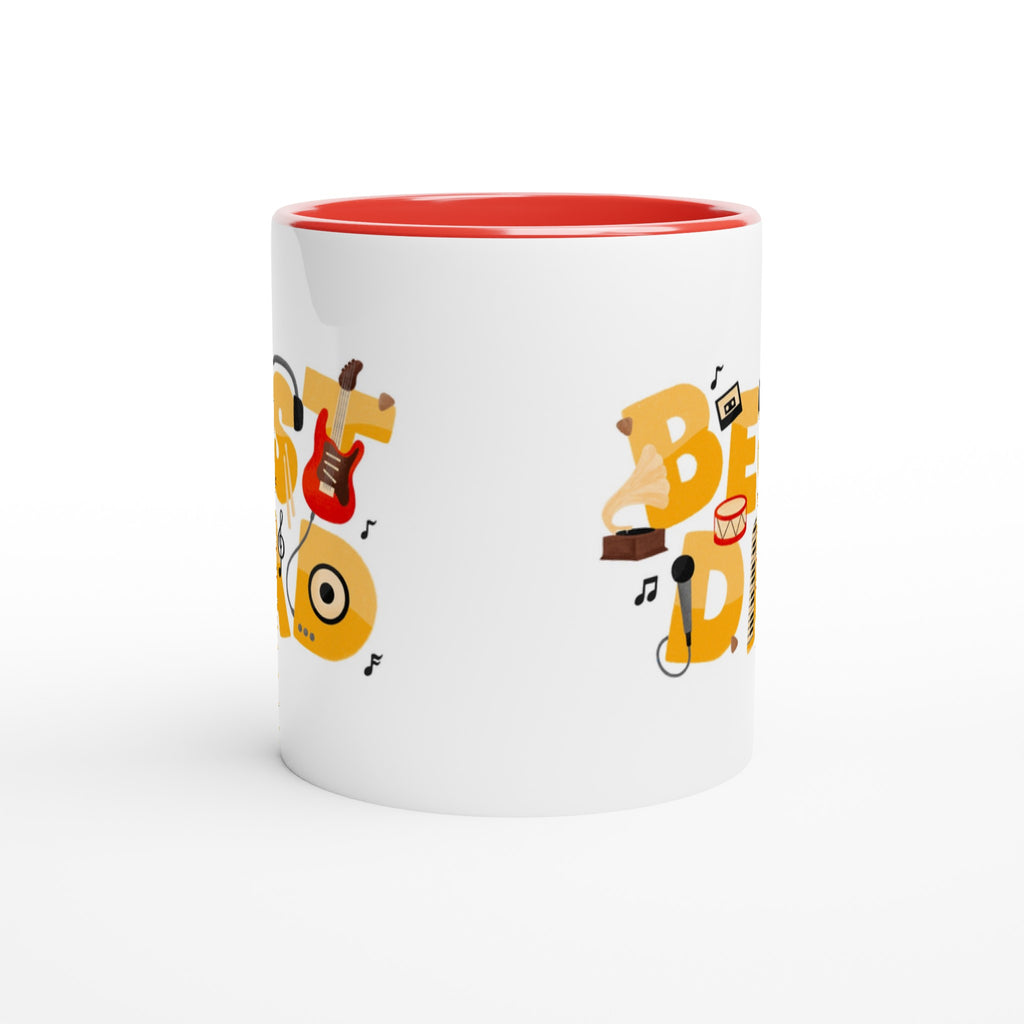 Best Dad - White 11oz Ceramic Mug with Colour Inside Colour 11oz Mug Dad Globally Fulfilled