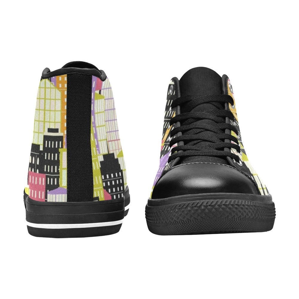 City Scape - Men's High Top Canvas Shoes