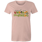 Meet Me Under The Mistletoe, Christmas - Womens T-shirt Pale Pink Womens Christmas T-shirt Christmas Printed In Australia