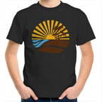Retro Sunset - Kids Youth T-Shirt Black Kids Youth T-shirt Printed In Australia Retro Summer