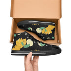 Yellow Flowers And Dots - Women's High Top Canvas Shoes Womens Classic High Top Shoes Printed Offshore