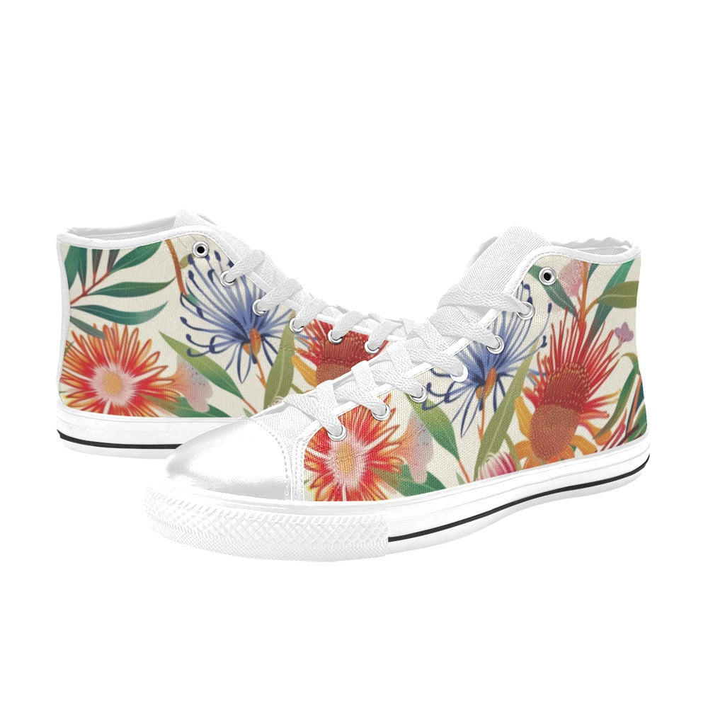 Australian Native Flowers - Women's High Top Canvas Shoes
