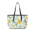 Delicate Frangipani PU Leather Tote Bag Large One Size Leather Tote Bag-Large Plants Printed Offshore