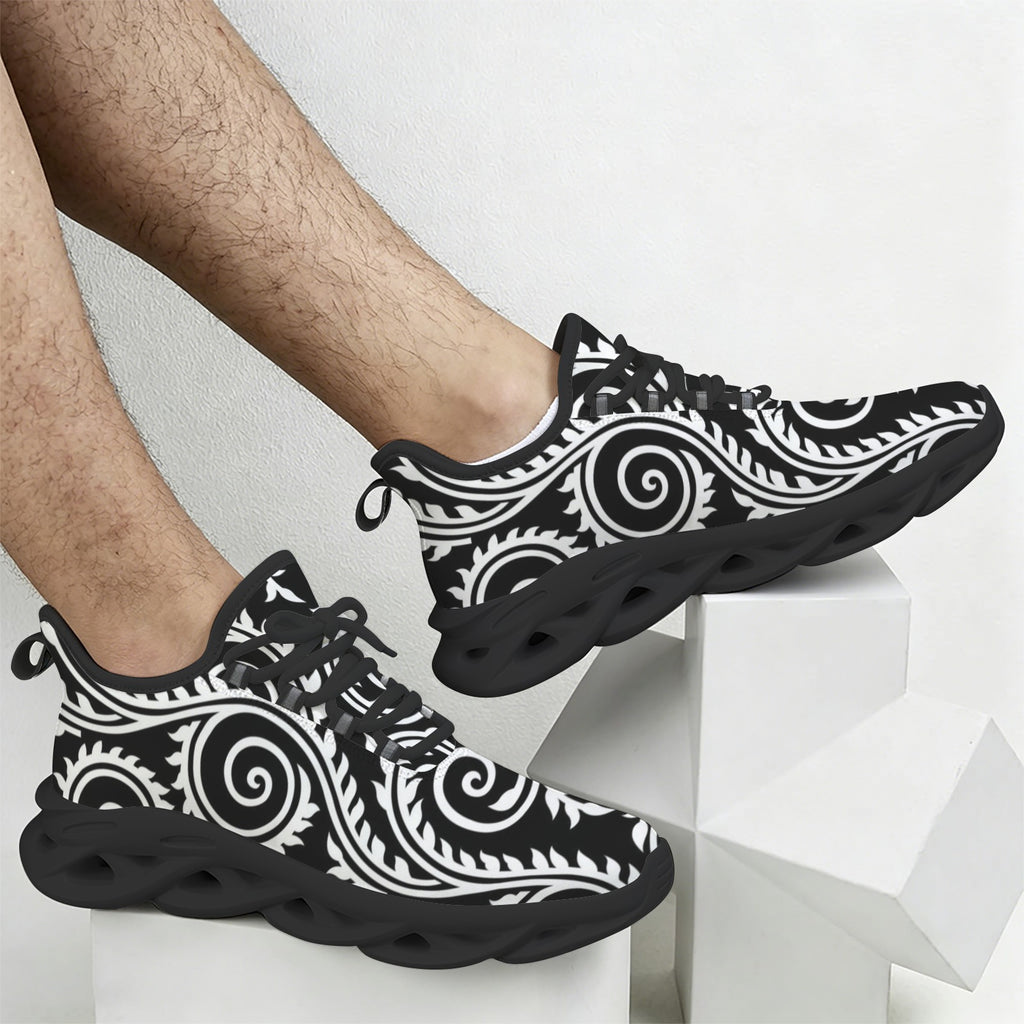 Black And White Swirl Men's Twisted Sole Sneakers