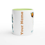 Personalised - Astronaut Basketball - White 11oz Ceramic Mug with Colour Inside Personalised 11oz Mug customise Globally Fulfilled personalise Space