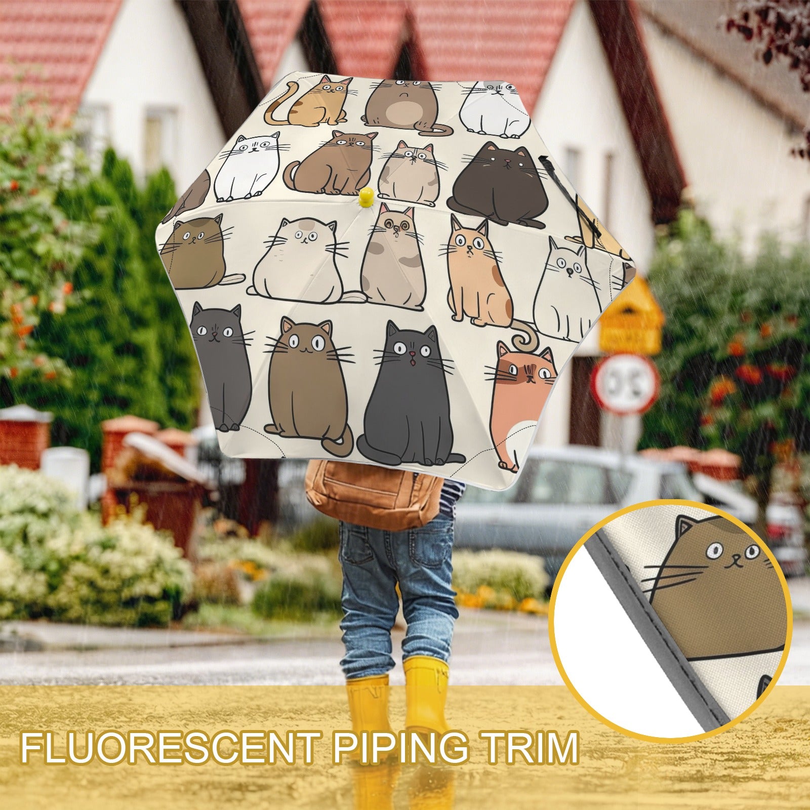 Lots Of Cats Kids Safe Round Corner Umbrella Kids Safe Round Corner Umbrella animal Printed Offshore
