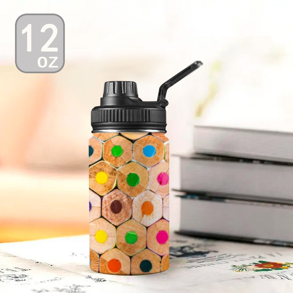 Pencils Kids Water Bottle with Chug Lid (12 oz) Kids Water Bottle with Chug Lid Printed Offshore