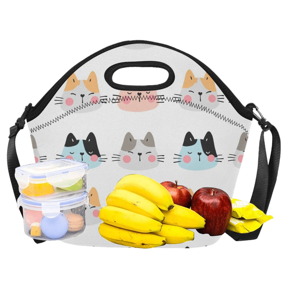 Cat Faces - Neoprene Lunch Bag Neoprene Lunch Bag Printed Offshore