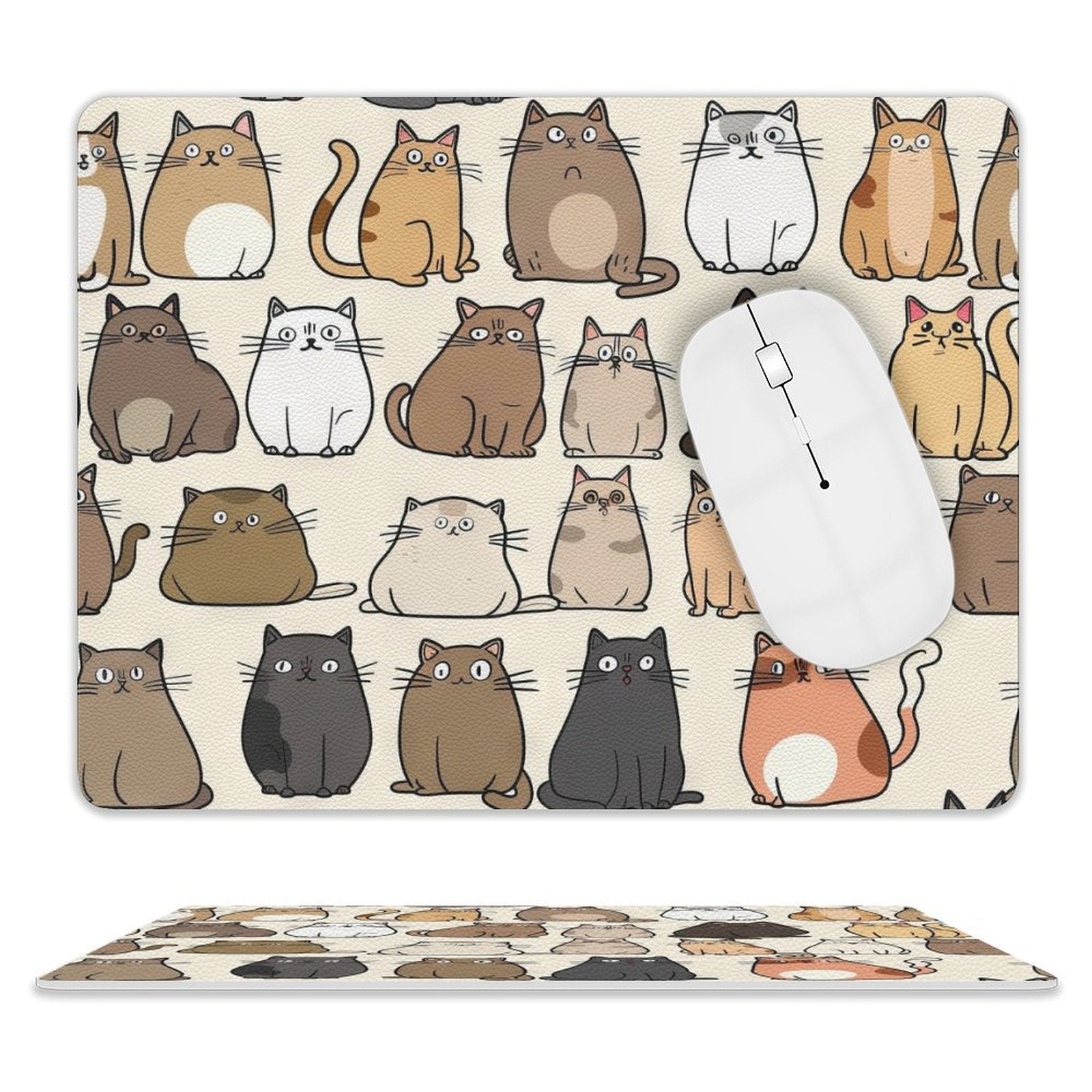 Lots Of Cats - Leather Mouse Pad white One size Leather Mouse Pad animal Printed Offshore