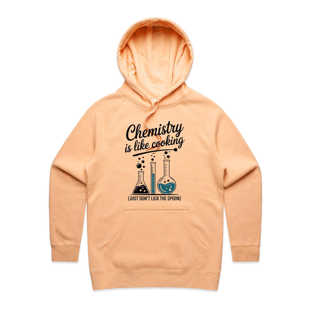 Chemistry Is Like Cooking Women's AS Colour Hoodie Peach Womens Hoodie Printed In Australia Science