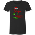 Santa Is Judging You - Womens T-shirt Black Womens Christmas T-shirt Christmas Printed In Australia
