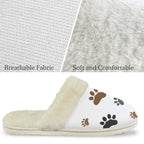 Paw Prints Men's Fur Trim Thick-Sole Indoor Slippers Men's Fur Trimmed Slippers animal Printed Offshore