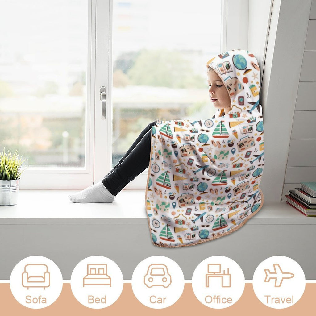 Travel And Explore Kids Hooded Blanket 100cm x 130cm