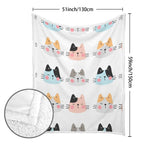 Cat Faces - Double-Layer Fleece Blanket 51"x59"