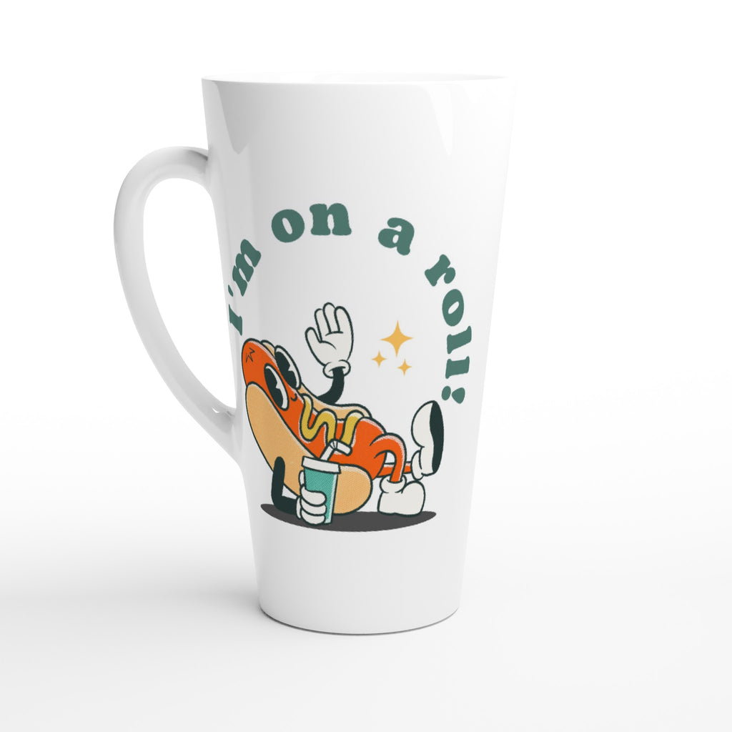 Hot Dog, I'm On A Roll - White Latte 17oz Ceramic Mug Default Title Latte Mug food Globally Fulfilled Retro