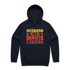 Husband, Dad Barista, Legend Men's AS Colour Hoodie Navy Mens Hoodie Coffee Dad Printed In Australia