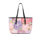Abstract Roses - Leather Tote Bag-Large